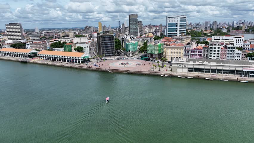 Historic Center At Recife In Pernambuco Brazil. Cityscape Landscape. Urban District. Downtown Background. Metropole Buildings. Historic Center At Recife Pernambuco Brazil.