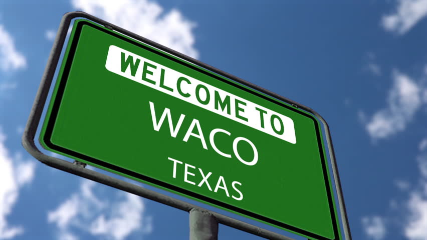 Welcome to Waco Texas Road Sign, City Signpost. Realistic 3D Animation Royalty-Free Stock Footage #1101427519