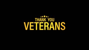 Thank You Veterans glitch text effect cimematic title yellow light animation abstract background. element for Isolated transparent video animation text with alpha channel using Quick time prores 444 - Powered by Shutterstock - Get 15% off with code: PIKWIZARD15