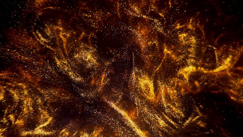 Ink Dreams. The Enchanting Patterns of Golden Cernil Particles in Liquid Gold Royalty-Free Stock Footage #1101435565