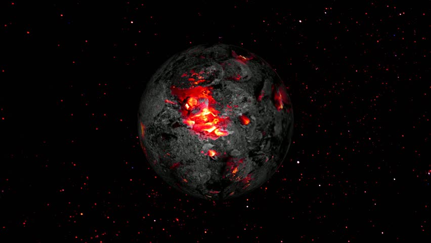 lava planet in space . lava  with fire sphere galaxy background . Royalty-Free Stock Footage #1101438135