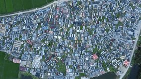aerial view of a cemetery in the rice fields, Hoi An, Vietnam