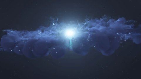 A big bang explosion in space with the creation of light, stars, and nebula clouds. : vidéo de stock