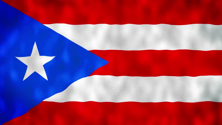 The flag of the State of Puerto Rico. Puerto Rico flag. National 3d Puerto Rico flag waving. Sign of Puerto Rico seamless loop animation.