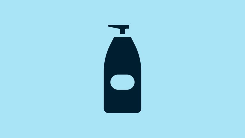Blue Bottle of liquid antibacterial soap with dispenser icon isolated on blue background. Antiseptic. Disinfection, hygiene, skin care. 4K Video motion graphic animation. | Shutterstock HD Video #1101453705