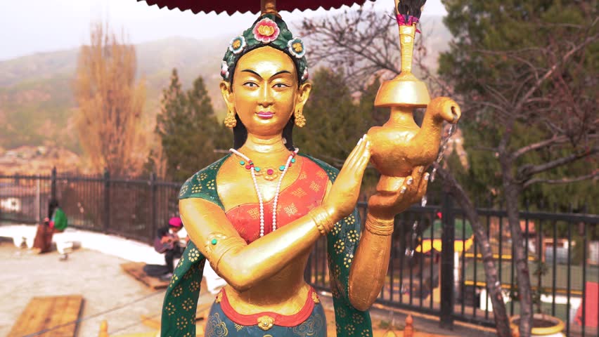 The statue of Buddhist divinity in National Memorial Chorten as known as The Memorial Stupa or Thimphu Chorten in Thimphu, Bhutan