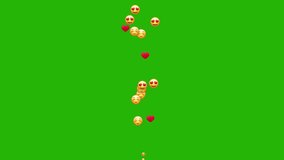 Social media emojis of hearts, smiles animation flying moving upwards direction while chatting and streaming meetups  - Powered by Shutterstock - Get 15% off with code: PIKWIZARD15