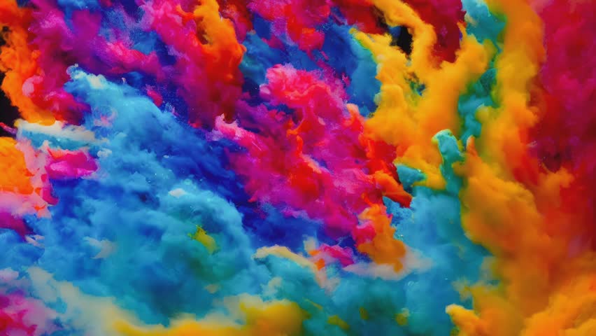 abstract splash painting watercolor hand drawn on dark background. Fantasy galaxy sky with colorful fire and smokes. Seamless and infinity looping animation. Live wallpaper or screen saver video Royalty-Free Stock Footage #1101480749