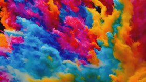 abstract splash painting watercolor hand drawn on dark background. Fantasy galaxy sky with colorful fire and smokes. Seamless and infinity looping animation. Live wallpaper or screen saver video