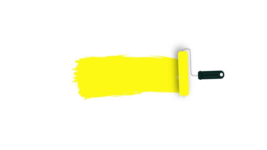 Painter painted a roller bright yellow strip on the wall, isolated on a white background. 4k | Shutterstock HD Video #1101482495