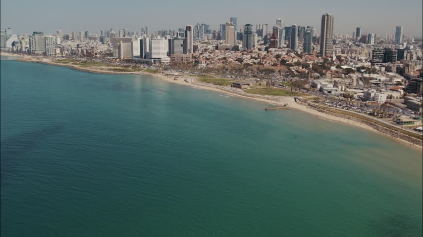 Tel Aviv view from above. Modern city with skyscrapers. Bird
