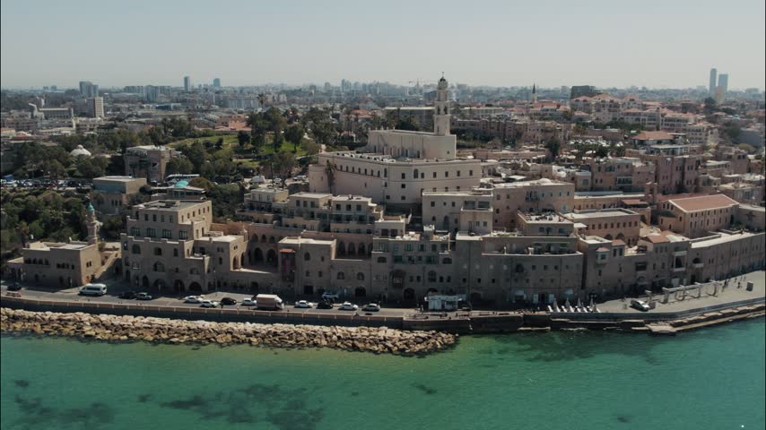 Tel Aviv - Jaffa, view from above. Modern city and the old city. Bird