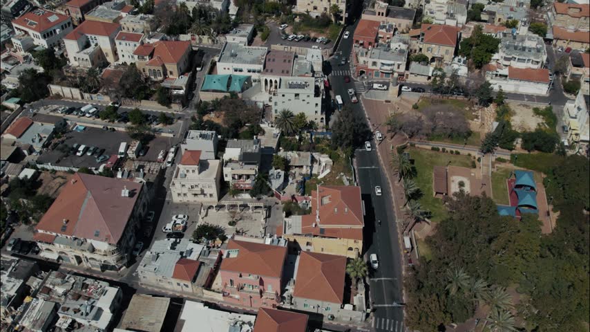 Tel Aviv - Jaffa, view from above. Modern city and the old city. Bird