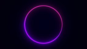 Vibrant neon circle abstract futuristic hi-tech motion background. Video loop animation. 3d render, blue pink neon round frame, circle, ring shape, empty space, ultraviolet light, 80's retro style - Powered by Shutterstock - Get 15% off with code: PIKWIZARD15