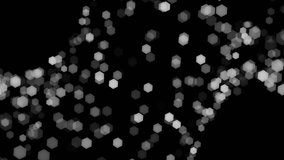 Blurred white bokeh lights in hexagon shapes in diagonal pattern on black background, dark night sky with glittering stars. 60 fps 3D animation. - Powered by Shutterstock - Get 15% off with code: PIKWIZARD15