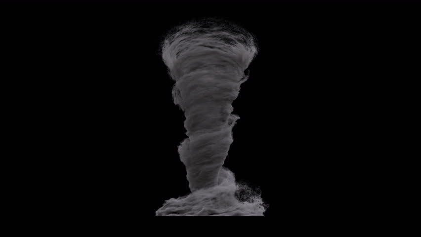 Realistic 3d Animation Fx Tornado smoke. Background Nature Storm Scene. Template Isolated Vortex Smoke in Black and White Backdrop with Alpha Matte. Vivid Cgi Stormy Particles Dust Action Shot Royalty-Free Stock Footage #1101506787
