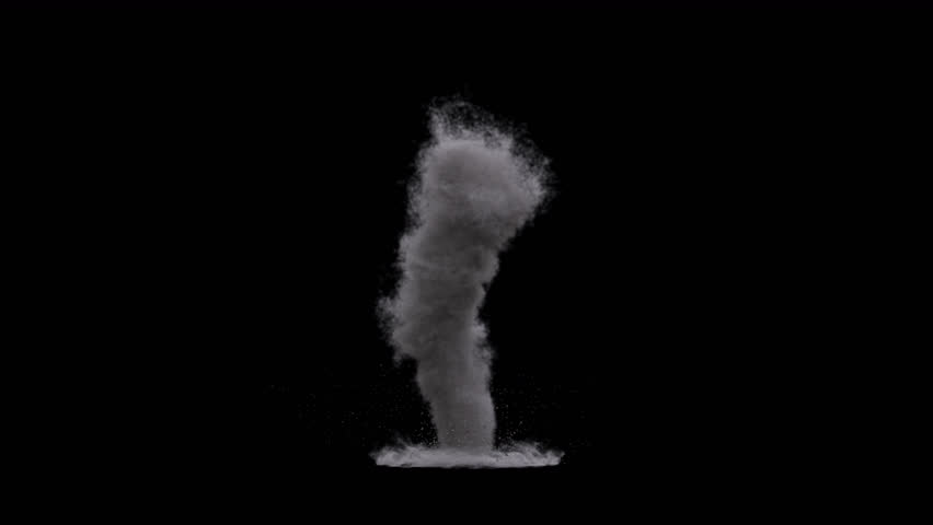 Realistic 3d Animation Fx Tornado. Background Nature Storm Scene. Template Isolated Vortex Smoke in Black and White Backdrop with Alpha Matte. Vivid Cgi Stormy Particles Dust Action Shot Royalty-Free Stock Footage #1101507193