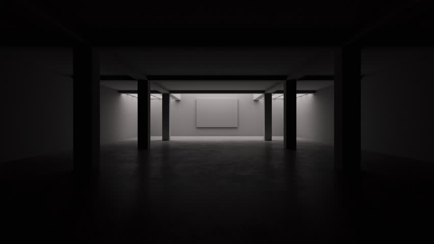 Modern Art Museum mockup with mask and tracking markers. Concrete minimalistic exhibition hall. Digital art, Video installation | Shutterstock HD Video #1101512065
