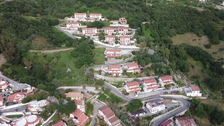 Scenic aerial view over Torremezzo di Falconara, small touristic village in Calabria, southern Italy