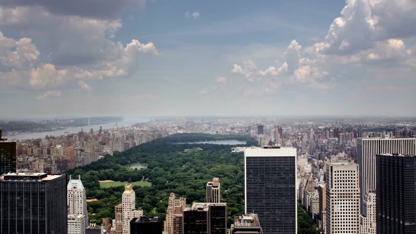 Central Park high view timelapse with clouds moving over Manhattan New York City NYC Royalty-Free Stock Footage #1101513081