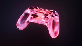 3D Gaming Console Wireless Controller Joystick glossy transparent translucent shiny glow colourful material. Render animation of game computer tech device flying pushing buttons, sticks. Motion design - Powered by Shutterstock - Get 15% off with code: PIKWIZARD15