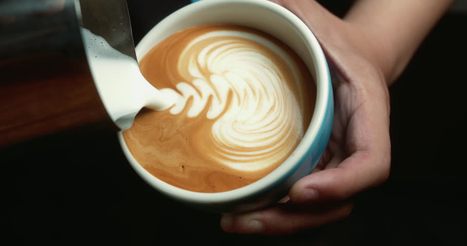 Coffee Barista slow motion Art of Coffee. Drinking roasted black coffee in the morning. 4K | Shutterstock HD Video #1101523505