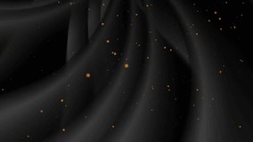 Abstract black smooth waves background with shiny golden dots. Seamless looping motion design. Video animation Ultra HD 4K 3840x2160