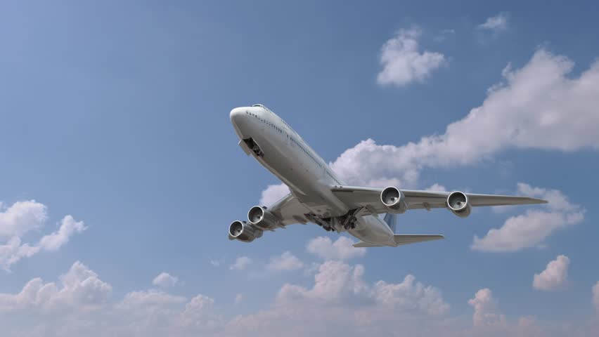 Airliner Flying and Landing Porto Portugal. Airplane concept