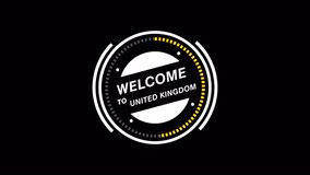 Welcome to United Kingdom animation. circle HUD, tech futuristic simple look, transparent background, alpha Channel For any video channel - Powered by Shutterstock - Get 15% off with code: PIKWIZARD15