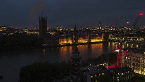 Establishing Aerial View Shot of London UK, United Kingdom