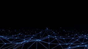 Abstract Technology Networking on Fiber Optic. Transfer 5g Particle Polygon LED Digital Blue dot flickering on lower of frame moving 3d render background - Powered by Shutterstock - Get 15% off with code: PIKWIZARD15