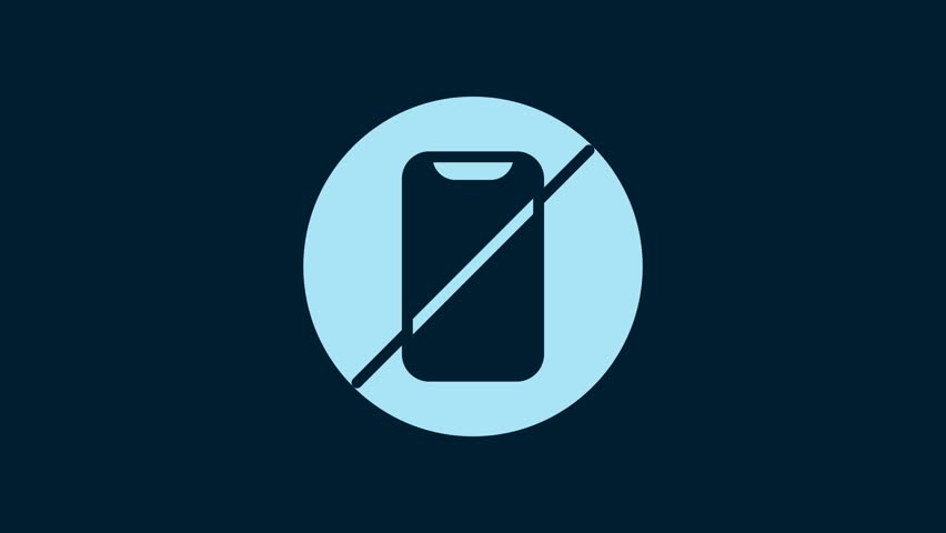 White No cell phone icon isolated on blue background. No talking and calling sign. Cell prohibition. 4K Video motion graphic animation. | Shutterstock HD Video #1101554157