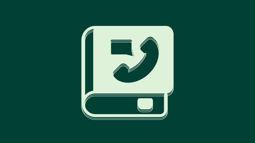 White Phone book icon isolated on green background. Address book. Telephone directory. 4K Video motion graphic animation. | Shutterstock HD Video #1101554985