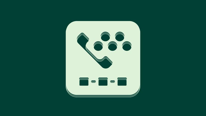 White Taxi call telephone service icon isolated on green background. Taxi for smartphone. 4K Video motion graphic animation. | Shutterstock HD Video #1101554997