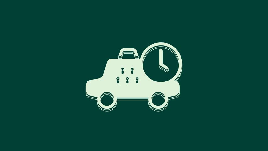 White Taxi waiting time icon isolated on green background. Car deadline, schedule ride. 4K Video motion graphic animation. | Shutterstock HD Video #1101555077