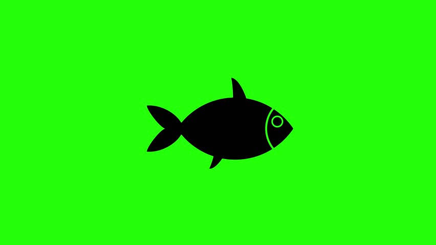 No Fishing Icon Prohibition, Warning Sign Animation on Green Background