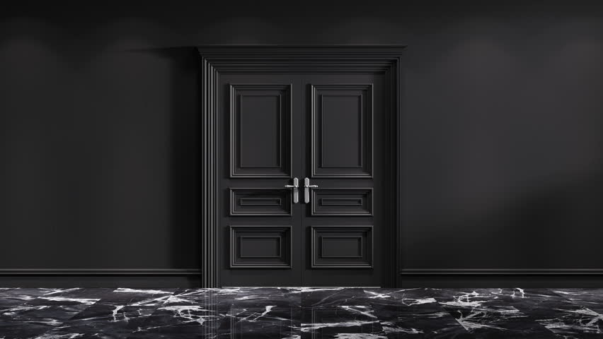Black doors opening to the white background. Green chroma key included. Royalty-Free Stock Footage #1101593429