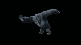 Gorilla Dancing, 3d rendering, Animation Loop composition 3d mapping cartoon, Included in the end of the clip with luma matte.