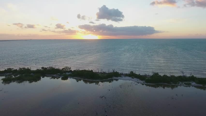 Aerial sunrise view in the Florida Keys nature landscape