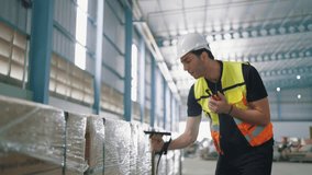 Professional young engineer man holding barcode scanner and radio communication talking with colleague to inspect the products in the factory Industrial - Powered by Shutterstock - Get 15% off with code: PIKWIZARD15