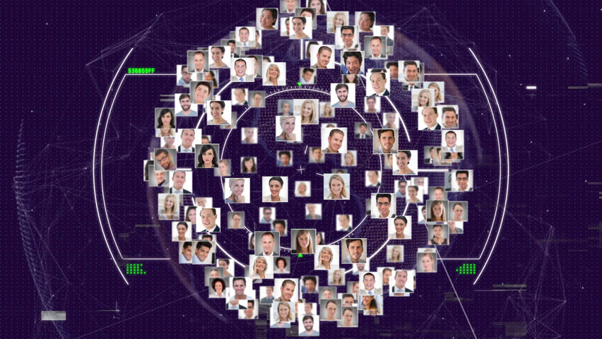 Animation of data processing and scope scanning over globe and diverse business people icons. Global business and digital interface concept digitally generated video. | Shutterstock HD Video #1101606971