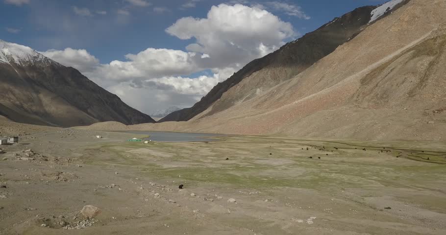 An aerial shot of Leh city during the day time at Ladakh
