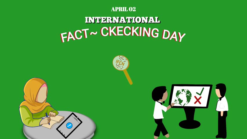 Fact Check Day. Animated video about checking the truth of news or other.Fact Checking .Isolated on green screen background with objects of people, planet earth, magnifying glass, gadgets and monitor | Shutterstock HD Video #1101607741