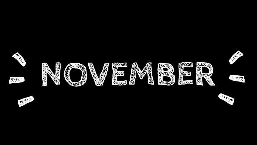 Name of the month. November lettering. ''November" lettering in doodles style on transparent background. November 4K Video, months. November Text, İcon, Sign. Royalty-Free Stock Footage #1101615745