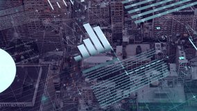 Animation of financial data processing over cityscape. Global business, finances, computing and data processing concept digitally generated video. - Powered by Shutterstock - Get 15% off with code: PIKWIZARD15