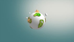 Green World Map animation- Earth day video tree or forest shape of world map isolated on white background. Earth Day or Environment day Concept. Green earth with electric car. Paris agreement
