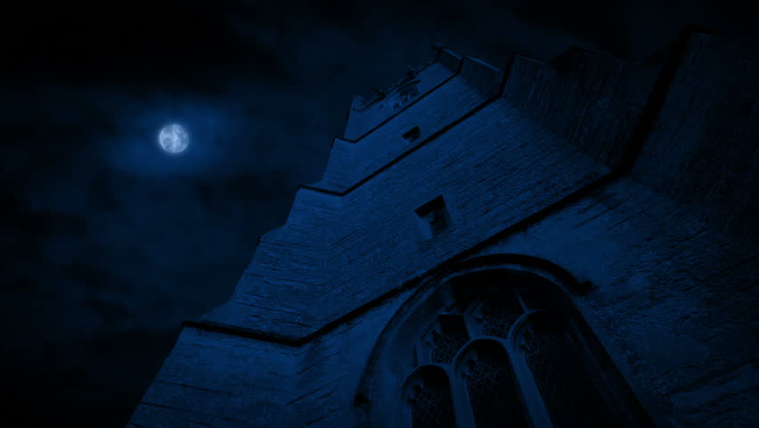 Large Medieval Tower In The Moonlight