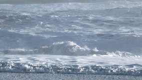 Powerful Ocean Waves, Storm Atlantic Ocean, Huge Sea Waves and Tide at Sunny Day