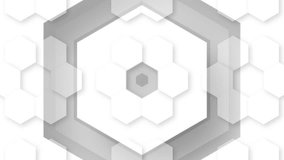 White grey hexagon background. Seamless loop