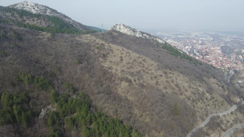 Aerial view of Saint Demetrius of Thessaloniki church near Asenovgrad, Plovdiv Region, Bulgaria
